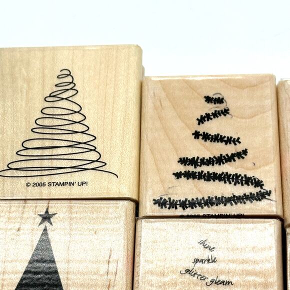 Stampin' Up! Trim The Tree Rubber Stamps Christmas Holiday Joy Modern 2005 (6) - Picture 3 of 13